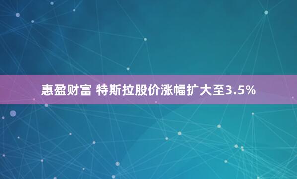 惠盈财富 特斯拉股价涨幅扩大至3.5%